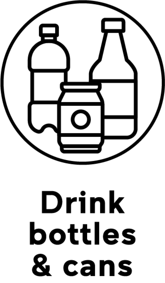 Drink bottles & cans bin icon