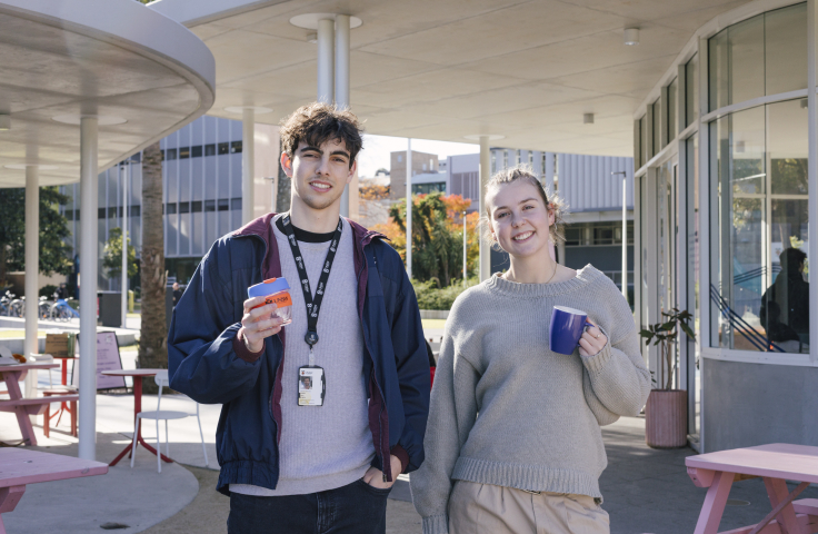 Students with reusable cups